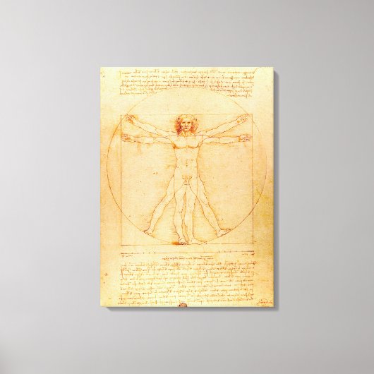 Het Vitruviaanse Man - Leonardo da Vinci Canvas Afdruk (Voorkant)