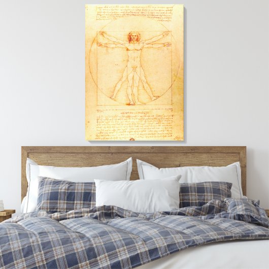 Het Vitruviaanse Man - Leonardo da Vinci Canvas Afdruk (Insitu (Slaapkamer))