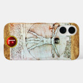 HET VITRUVIAANSE MAN, Monogram Rood Ruby, bruin Case-Mate iPhone Case (Achterkant (horizontaal))