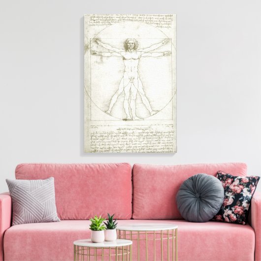 Het Vitruviaanse Man van Leonardo da Vinci Canvas Afdruk (Insitu (Woonkamer))