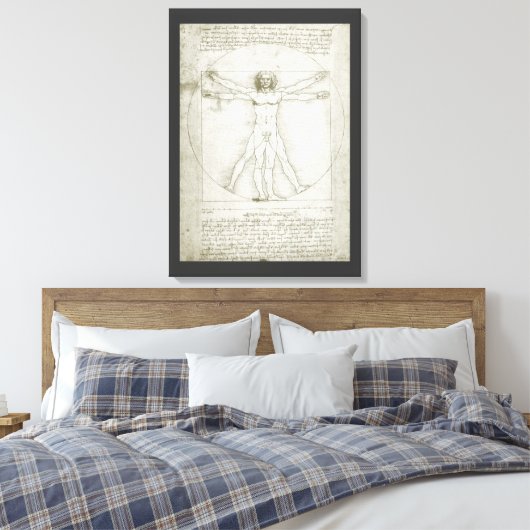 Het Vitruviaanse Man van Leonardo da Vinci Canvas Afdruk (Insitu (Slaapkamer))