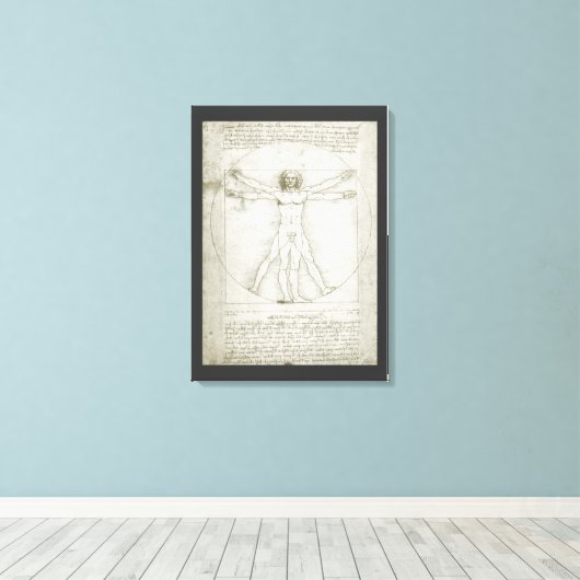 Het Vitruviaanse Man van Leonardo da Vinci Canvas Afdruk (Insitu (Houten vloer))