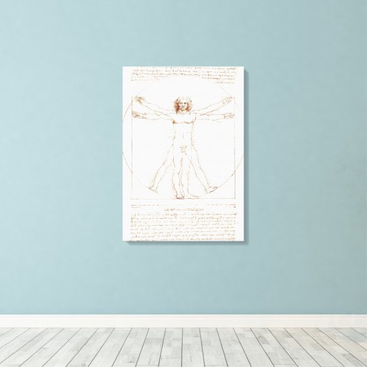 Het Vitruviaanse Man van Leonardo da Vinci (circa Canvas Afdruk (Insitu (Houten vloer))