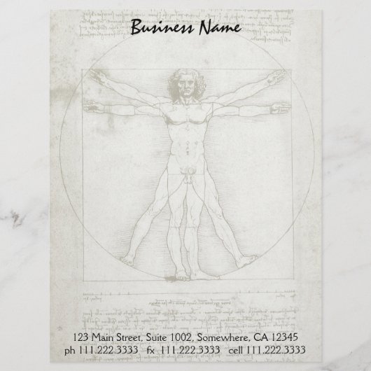 Het Vitruviaanse Man van Leonardo da Vinci Gepersonaliseerd Briefhoofd (Voorkant)