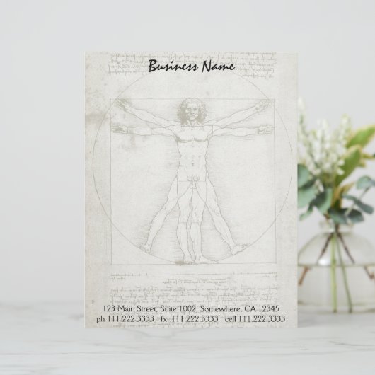 Het Vitruviaanse Man van Leonardo da Vinci Gepersonaliseerd Briefhoofd (Staand voorkant)