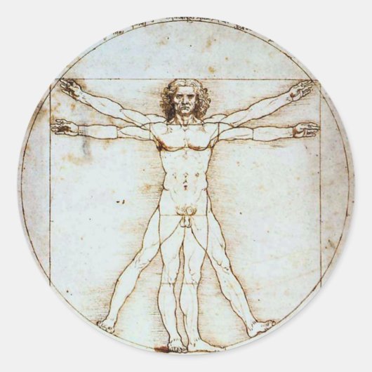 Het Vitruviaanse Man van Leonardo da Vinci Ronde Sticker (Voorkant)