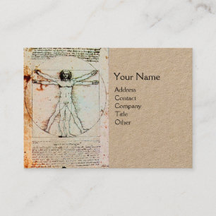 HET VITRUVIAN MAN Antiek Perkamentvaartuig Visitekaartje