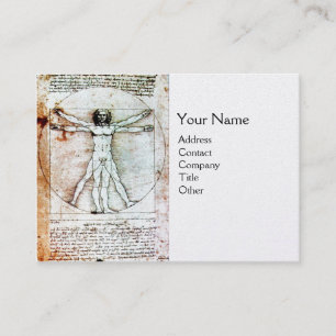 HET VITRUVIAN MAN, White Pearl Paper Visitekaartje
