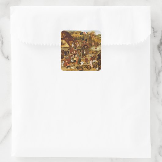 Het Vlaamse Proverbs Vierkante Sticker (Tas)