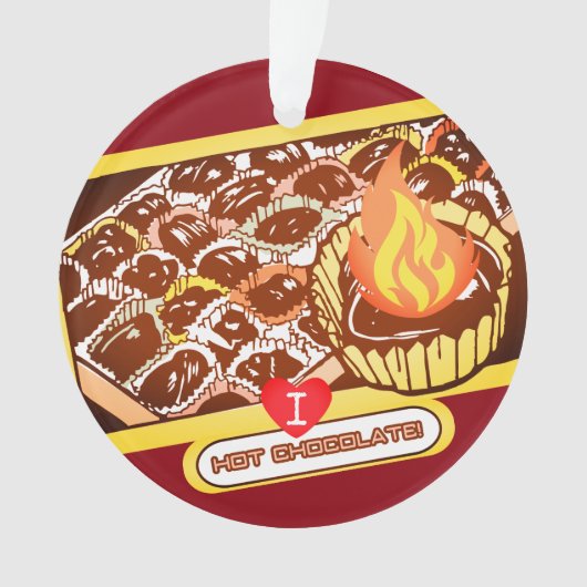 Het vlammende hete ornament van chocolade bon bons (voorkant)
