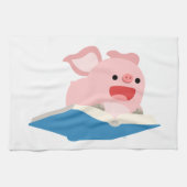 Het vliegboek en de Cartoon keukenhanddoek (Horizontaal)