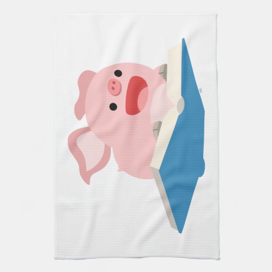 Het vliegboek en de Cartoon keukenhanddoek (Verticaal)