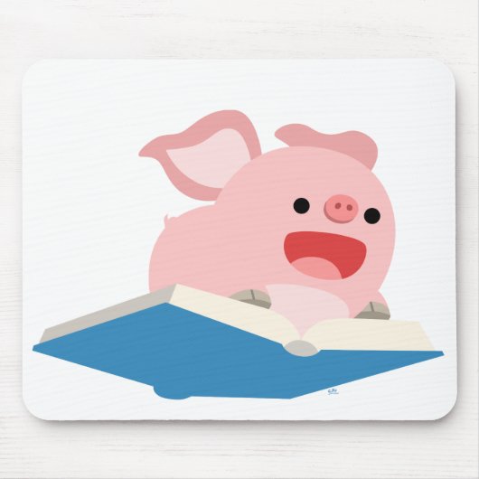 Het vliegboek en de Cartoon Pig Mousepad Muismat (Voorkant)