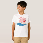 Het vliegboekje en de Cartoon pigkinderen T-shirt (Voorkant volledig)