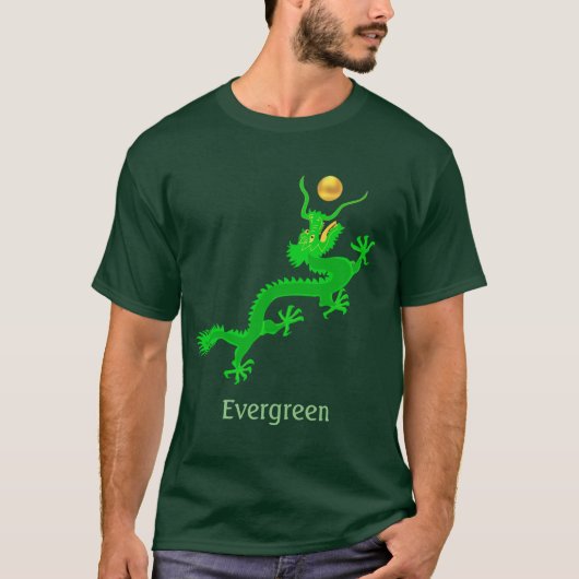Het vliegen groene draak met gouden bal & kalligra t-shirt (Voorkant)