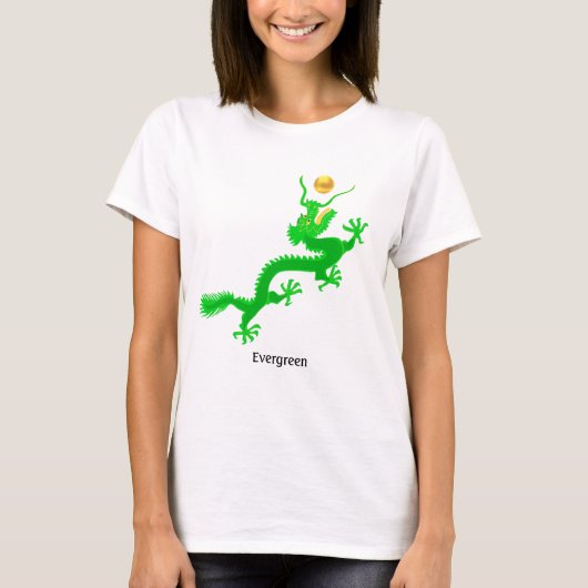Het vliegen groene draak met gouden bal & kalligra t-shirt (Voorkant)