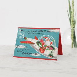 Het vliegen Hoge Kerstman met materiaal voor Feestdagen Kaart