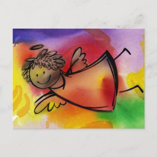 Het vliegen kleurrijke engel briefkaart (Voorkant)