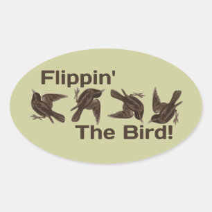 Het vliegen met de vogel ovale sticker