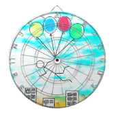 Het vliegen over de stad met ballonnen dartbord (Voorkant)