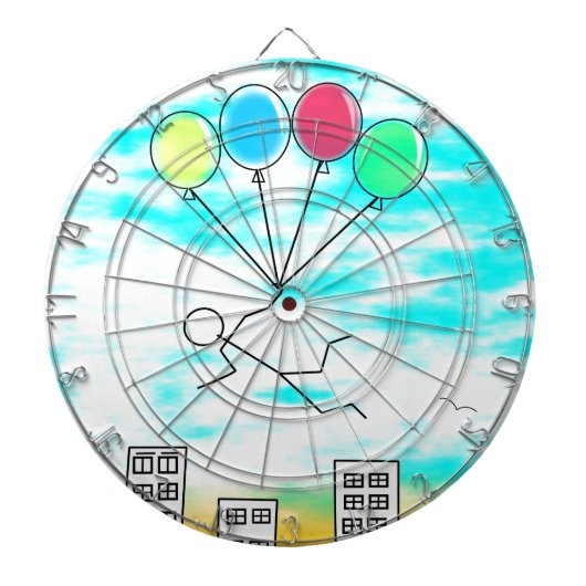 Het vliegen over de stad met ballonnen dartbord (Voorkant)