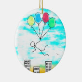Het vliegen over de stad met ballonnen keramisch ornament (Rechts)