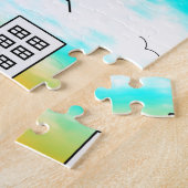 Het vliegen over de stad met ballonnen legpuzzel (Zijkant)