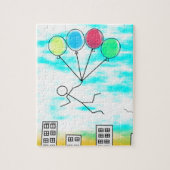 Het vliegen over de stad met ballonnen legpuzzel (Verticaal)