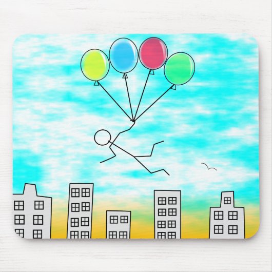 Het vliegen over de stad met ballonnen muismat (Voorkant)