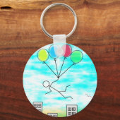 Het vliegen over de stad met ballonnen sleutelhanger (Voorkant)