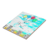 Het vliegen over de stad met ballonnen tegeltje (Zijkant)