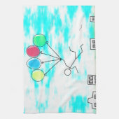 Het vliegen over de stad met ballonnen theedoek (Verticaal)