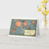 Het Vliegen van de Pompoenen van Halloween Kaart (Gele Bloem)