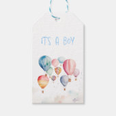 Het vliegen van hete luchtballons is een jongenspr cadeaulabel (Voorkant)