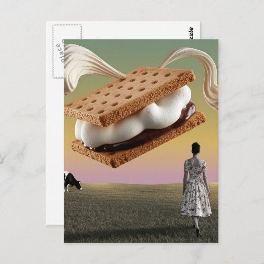 Het vliegende chocolade marshmellow cracker desser briefkaart (Voorkant / Achterkant)