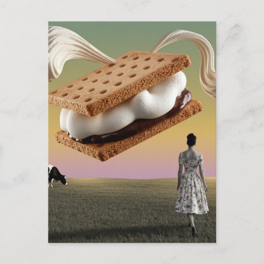 Het vliegende chocolade marshmellow cracker desser briefkaart (Voorkant)