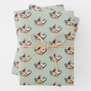 Het vliegende kerst varken inpakpapier vel