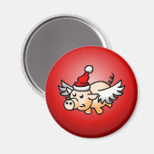 Het vliegende kerst varken magneet (Voorkant / Achterkant)