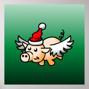 Het Vliegende Kerst Varken Poster