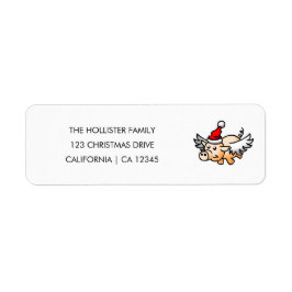 Het vliegende kerst varken retouradreslabel etiket