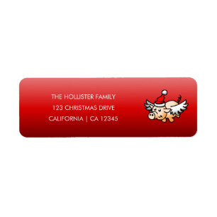 Het vliegende kerst varken retouradreslabel etiket