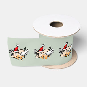 Het vliegende kerst varken satijnen lint