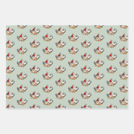 Het vliegende kerstvarken inpakpapier vel