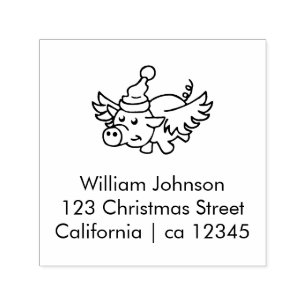 Het vliegende kerstvarken zelfinktende stempel