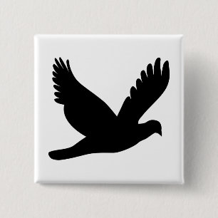 Het vliegende Silhouet van de Duif Vierkante Button 5,1 Cm