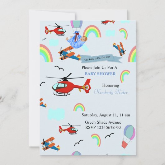 Het Vliegtuig Baby shower Kaart (Voorkant)