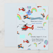 Het Vliegtuig Baby shower Kaart (Voorkant / Achterkant)