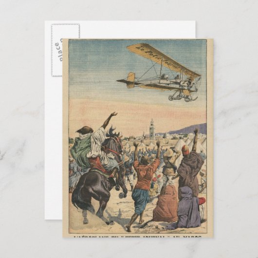 Het vliegtuig "Petit Journal" dat over Briefkaart (Voorkant / Achterkant)