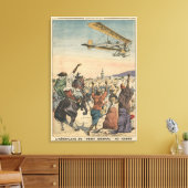 Het vliegtuig "Petit Journal" dat over Canvas Afdruk (Insitu (Woonkamer))