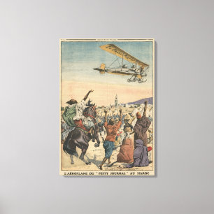Het vliegtuig "Petit Journal" dat over Canvas Afdruk